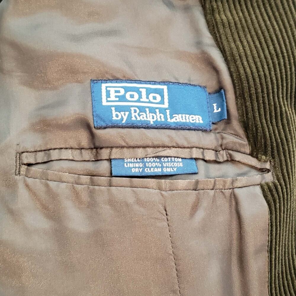 Polo Ralph Lauren Corduroy Blazer Jacket Mens Size Large Leather Buttons Vtg - Picture 8 of 9